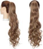 60 cm golvende paardenstaart extensions lang synthetisch haar koord haarstukjes 60 cm groot-golvend - Afbeelding 2