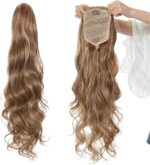 60 cm golvende paardenstaart extensions lang synthetisch haar koord haarstukjes 60 cm groot-golvend - Afbeelding 3