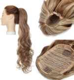 60 cm golvende paardenstaart extensions lang synthetisch haar koord haarstukjes 60 cm groot-golvend - Afbeelding 4