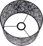 Zwarte metalen lampenkap voor tafellamp E27 - trommelvormig - gesneden bosboom - wandlamp/bedlamp/staande lamp - Afbeelding 2