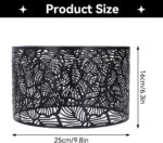 Zwarte metalen lampenkap voor tafellamp E27 - trommelvormig - gesneden bosboom - wandlamp/bedlamp/staande lamp - Afbeelding 4