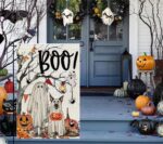 Vlaggen - Tuinvlaggen - Halloween-hond-pompoentuinvlag - 30 x 45 cm - Dubbelzijdige buitenvlag - Spookachtige herfstheksenhoed, kleine jute tuinvlag - Perfect voor buitenhuisdecoratie tijdens de feestdagen - Afbeelding 2