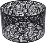 Zwarte metalen lampenkap voor tafellamp E27 - trommelvormig - gesneden bosboom - wandlamp/bedlamp/staande lamp