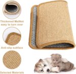 Krabmat voor katten - sisaltapijt - natuurlijke kattenkrabplanken - antislip - beschermt tapijten en banken - 30 x 40 cm - kaki - Afbeelding 6