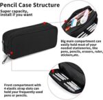 Potlood Case voor School Studenten Meisjes Jongens Grote Capaciteit Volwassen Pen Maker Potlood Pouch Office Organizer Eenvoudige Duurzame Multifunctionele Potlood Bag Zwart - Afbeelding 3