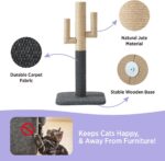 Cactus Kattenkrabpaal - Zeer sterke tapijtkrabpalen voor binnenkatten, krabpaal van sisaltouw voor kittens, stevige kleine kattenkrabpaal met verstelbare krabarm, bruin, 65 cm - Afbeelding 2