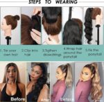 60 cm golvende paardenstaart extensions lang synthetisch haar koord haarstukjes 60 cm groot-golvend - Afbeelding 6