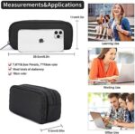 Potlood Case voor School Studenten Meisjes Jongens Grote Capaciteit Volwassen Pen Maker Potlood Pouch Office Organizer Eenvoudige Duurzame Multifunctionele Potlood Bag Zwart - Afbeelding 4