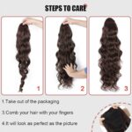 60 cm golvende paardenstaart extensions lang synthetisch haar koord haarstukjes 60 cm groot-golvend - Afbeelding 7