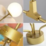 Kroonluchters met 4/6/8 lampen, dimbare hanglamp met glazen kap, E27 220V voor woonkamer, slaapkamer, restaurant, hanglampen, retro plafondlamp voor eetkamer, 47 cm/55 cm/72 cm (6 lampen) (6 lampen) - Afbeelding 4