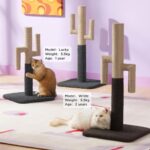 Cactus Kattenkrabpaal - Zeer sterke tapijtkrabpalen voor binnenkatten, krabpaal van sisaltouw voor kittens, stevige kleine kattenkrabpaal met verstelbare krabarm, bruin, 65 cm - Afbeelding 3