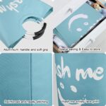 Opvouwbare wasmand 91L, grote wasmand, wasmand, stoffen waszak met handgrepen, handdoekopbergmanden voor hotels - wassorteerder, opbergmand met Wash Me Smiley 38x38x72cm (blauw) - Afbeelding 5