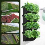 Set van 4 verticale wandbloempotten met automatische irrigatie - Hangende plantenzakken voor binnen en buiten - Donkergroen - Balkondecoratie - Afbeelding 2