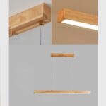LED Lineaire Hanglamp Houten Eetkamer Hanglamp Moderne Dimbare Eetkamer Lamp met Afstandsbediening Keuken Lamp Hoogte Verstelbare Houten Lamp voor Eetkamer|Woonkamer|Keuken (hout, L120cm) - Afbeelding 2
