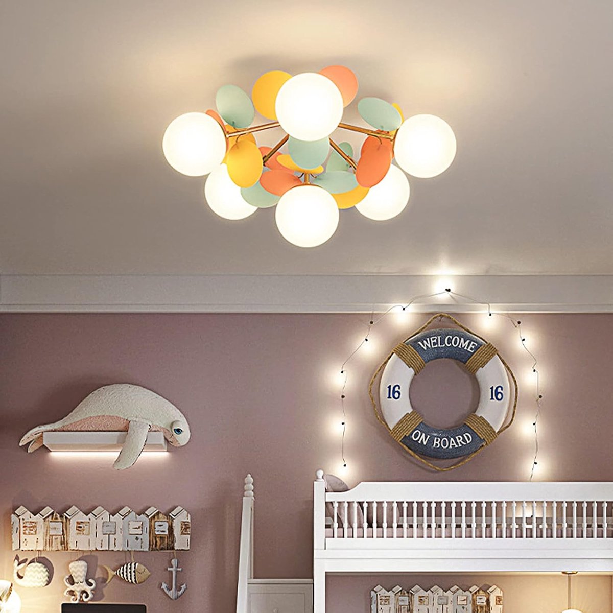 1200x1200 (3) Kroonluchters met 4/6/8 lampen, dimbare hanglamp met glazen kap, E27 220V voor woonkamer, slaapkamer, restaurant, hanglampen, retro plafondlamp voor eetkamer, 47 cm/55 cm/72 cm (6 lampen) (6 lampen) - Afbeelding 1