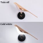 Vogel Wandlamp - Moderne Led Verlichting - 3 Licht Kleuren - Wall Decor - 1 Vogel - Draaibaar - Goud/Zwart - Wandlampen - Muurschildering Verlichting - Decoratie Verlichting - Afbeelding 6