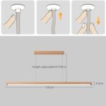 LED Lineaire Hanglamp Houten Eetkamer Hanglamp Moderne Dimbare Eetkamer Lamp met Afstandsbediening Keuken Lamp Hoogte Verstelbare Houten Lamp voor Eetkamer|Woonkamer|Keuken (hout, L120cm) - Afbeelding 8
