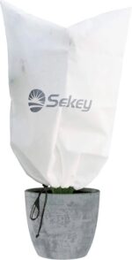 Beschermhoes 80x60cm Voor Planten 80g/m² Plantenafdekking met Trekkoord Tegen Vorst Wind en Neerslag,Potplantenzak Wit