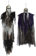 Hangende halloween-skeletten, set van 2 geesten, Magere Hein, geweldig halloween-versiering voor buiten - Afbeelding 2