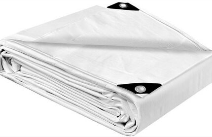 Waterdicht afdekzeil wit 12x16 mil (365x485cm) zeil - heavy duty poly zeildoek - waterdicht zeil, UV-bestendig, duurzaam, weerbestendig, afdekking auto, zwembad, bootduurzaam polyzeil geschikt voor versterkte randen