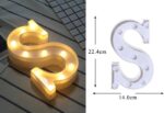 decoratieve lichtgevende letters met LED-verlichting, 11 LED-lampen, 2 AA-batterijen, schakelaar, hoogte 22 cm, witte kleur - Letter S - Afbeelding 3