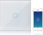 Lichtschakelaar Touch WIFI 1 gang 1 Weg 220V Compatibel met Alexa, Schakelaar Licht Glas Screen Wandschakelaar Tuya Smart Life App Bediening Wit