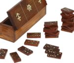 Handgemaakte Domino Game Set - Houten Decoratieve Opbergdoos Met Messing Inlay - Grootte 7.75x2x2 Inch - Afbeelding 3