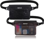 Waterdichte tas met verstelbare riem, waterdichte tas, onderwatertelefoonhoes, waterdichte heuptas voor watersport, strand, zwemmen, boottochten enz, zwart en grijs.