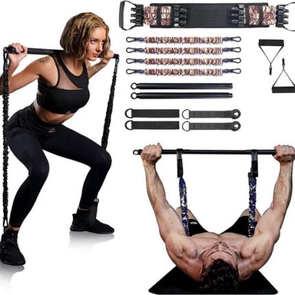 INNSTAR Pilates Bar Set met Weerstandsbanden en Trainingsgids voor Full Body Workout