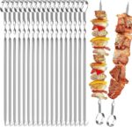 12 stuks grillspiesen, 31 cm grillspiesen, roestvrij staal, sjasliekspiesen, vleesspiesen voor barbecue, lange grillspiesen, kebab spiesen, grill voor kampvuur of grillschaal