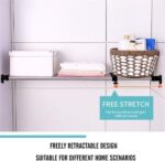 Verstelbare metalen opbergrek voor kledingkast - Zwarte kastorganizer - Uitbreidbaar met spanplank - DIY verdeler voor keuken en badkamer - 84-117,5 cm - Afbeelding 3