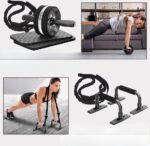 6-in-1 Buikroller en Fitnessset voor Thuisfitness - Effectieve Buikspiertrainer met Weerstandsbanden en Push-ups - Afbeelding 3