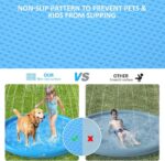 Pecute waterstraalmat 150cm, sproeimat, antislip, 0,55 mm dik, scheurvast, watermat van stevig pvc, verstelbare waterstralen, zomers buitenspelen voor kinderen, volwassenen en honden - Afbeelding 6