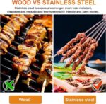 12 stuks grillspiesen, 31 cm grillspiesen, roestvrij staal, sjasliekspiesen, vleesspiesen voor barbecue, lange grillspiesen, kebab spiesen, grill voor kampvuur of grillschaal - Afbeelding 2