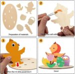 Pakket van 4 Houten Hangers Pasen om te Schilderen, Paas Hanger Hout, Paas Decoratie, Knutselen, Kinderen Hout, Decoratieve Hanger Houten Pasen, DIY Houten Knutselset met Schildergereedschap. - Afbeelding 3