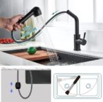 Kraan keuken, zwart, uittrekbaar, keukenkraan, uittrekbaar, van roestvrij staal, 360° draaibaar, eenhands-mengkraan, keuken, armatuur, hoge druk, wastafelarmatuur - Afbeelding 4