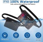 Waterdichte tas met verstelbare riem, waterdichte tas, onderwatertelefoonhoes, waterdichte heuptas voor watersport, strand, zwemmen, boottochten enz, zwart en grijs. - Afbeelding 3