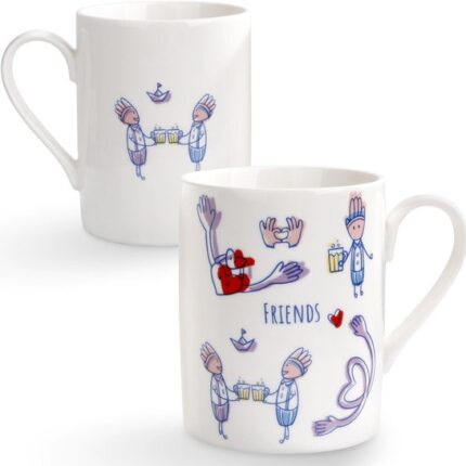 Koffiemok van keramiek, koffiekopjes, theekopjes, groot, 11 oz met woordvrienden, grappige mokken van bone china, cadeaus voor mannen en vrouwen, grappige kopjes voor koffie, latte, thee, cadeaus