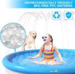 Pecute waterstraalmat 150cm, sproeimat, antislip, 0,55 mm dik, scheurvast, watermat van stevig pvc, verstelbare waterstralen, zomers buitenspelen voor kinderen, volwassenen en honden - Afbeelding 7