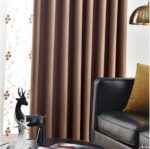 Polyester slaapkamer gordijn 132x 213 cm lang, verduisterende gordijnen 2 panelen set verdikt effen kleur koffie thermisch gordijn 132 cm B x 213 cm L - Afbeelding 2