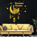 Ramadan Decoraties Voor Thuis Stickers, Eid Mubarak Decor Acryl Venster Muur Sticker, Moslim Thuis Feestdecoratie Accessoires Ornament (Goud) - Afbeelding 4