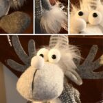 Valery Madelyn Rendier Viltbeeldje, Grijs en Witte Eland Ornamenten, Tafelschouw Decoraties, Zilvergrijze Zitdecoraties 35cm - Afbeelding 6