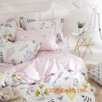 Lanqinglv Beddengoed 135 x 200 cm meisjes roze wit bloemen bladeren kinderbeddengoed hartjes van microvezel, Öko-Tex beddengoedset - dekbedovertrek met ritssluiting en 1 kussensloop 80 x 80 cm - Afbeelding 4