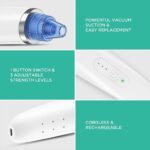 VOYOR Vacuüm Zuig Gezichtsreiniger Elektrisch met 6 microkristallijne kop voor dames en heren Black Heads Extraction BR410 - Afbeelding 7