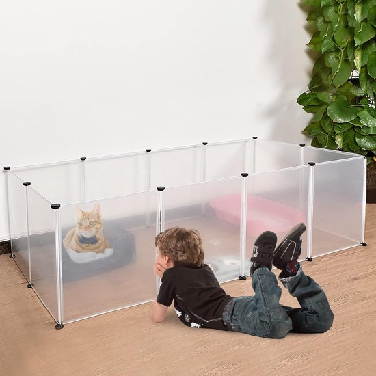 550x550 Buitenrek - hok van kunststof, uitloop voor kleine dieren, uitbreidbaar, 145 x 74 x 47 cm. - Afbeelding 1