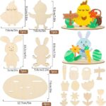 Pakket van 4 Houten Hangers Pasen om te Schilderen, Paas Hanger Hout, Paas Decoratie, Knutselen, Kinderen Hout, Decoratieve Hanger Houten Pasen, DIY Houten Knutselset met Schildergereedschap. - Afbeelding 7