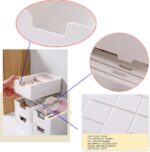 Stapelbare desktop-organizer, ladebox, vrij combineerbaar, bureau-opslag, gebruiksvoorwerpen, make-up, cosmetica, sieraden, opbergladen, elk 18,5 x 11,5 x 7 cm, wit - Afbeelding 3