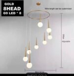 Wenteltrap kroonluchter plafondlamp met 8 bollen - Afbeelding 3