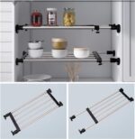 Verstelbare metalen opbergrek voor kledingkast - Zwarte kastorganizer - Uitbreidbaar met spanplank - DIY verdeler voor keuken en badkamer - 84-117,5 cm - Afbeelding 6