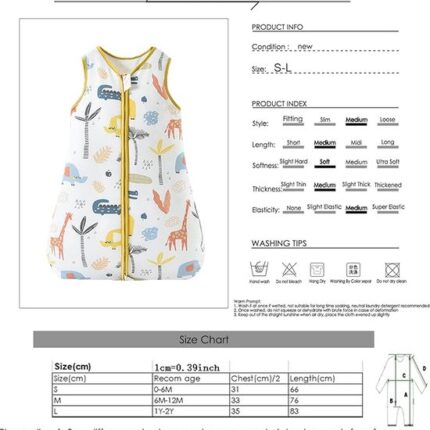 ademend 100% katoen mousseline zachte inbakerdeken | Unisex slaapzak voor babymeisjes en jongens0-6 maanden